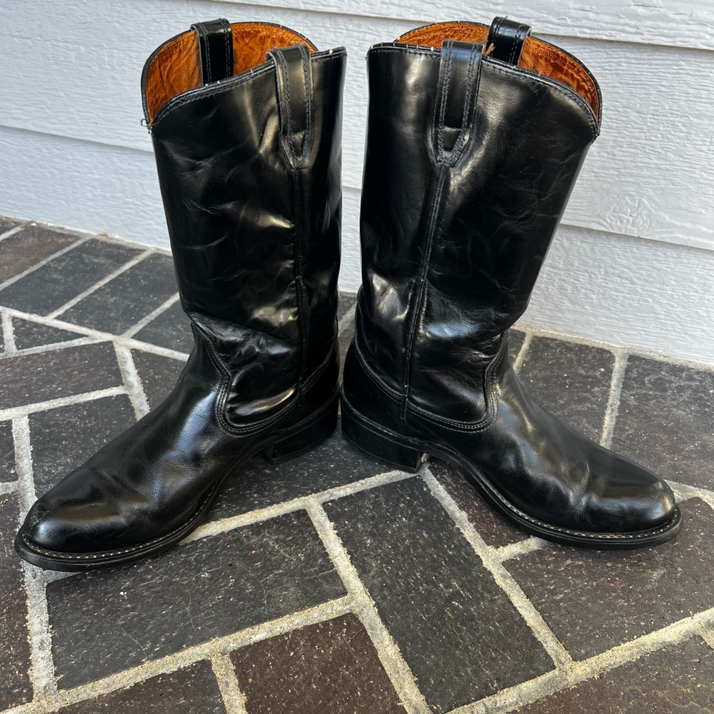 Men’s Size 8.5 Black Acme Leather Cowboy Boots